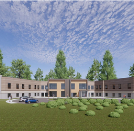 artist rendering of the front of the new 96-bed Lo