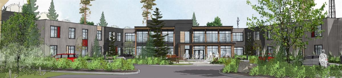 artists rendering of the new Four Seasons Lodge front approach