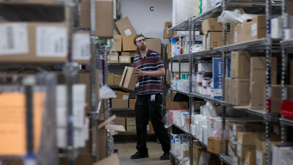 DRDH employee in the stock rooms