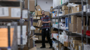 DRDH employee in the stock rooms